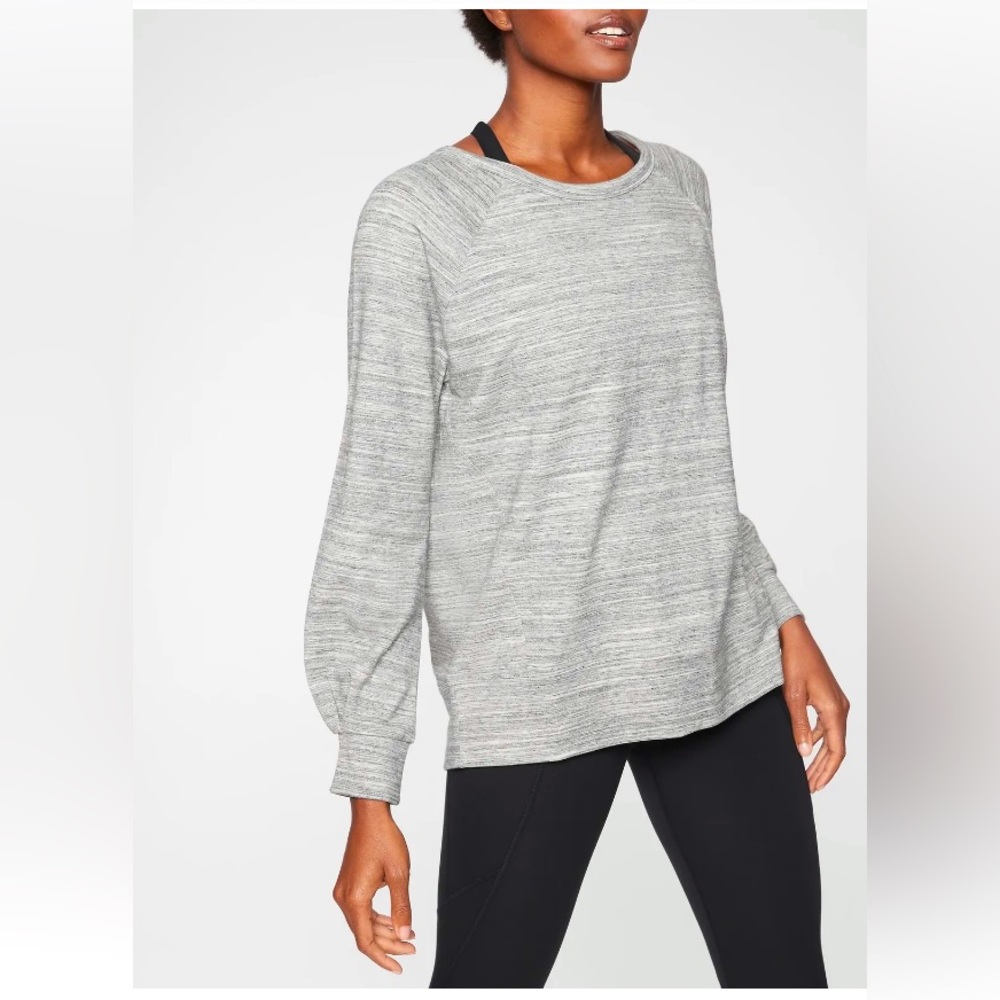 Athleta Marl Gray Bandha Yoga Sweatshirt Tencel/Lyocell Modal pullover cozy S - Picture 2 of 10